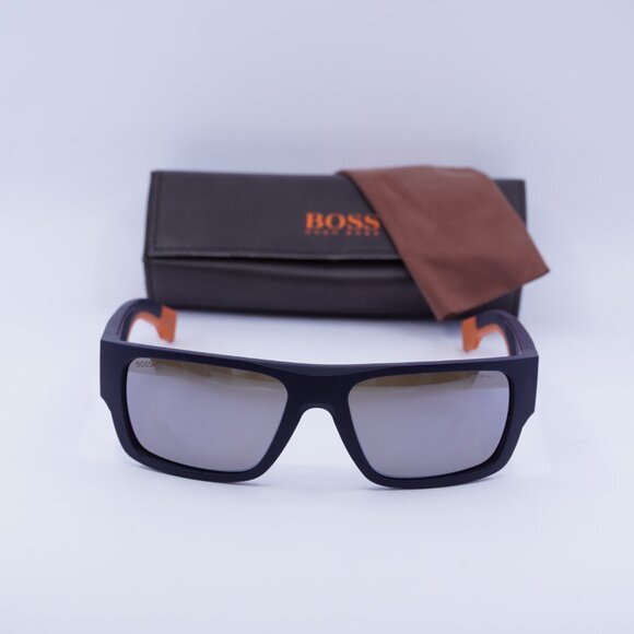 Hugo BOSS 1498/S 0LOX ZV Rectangle Sunglasses - Matte Blue/Silver - Picture 4 of 10